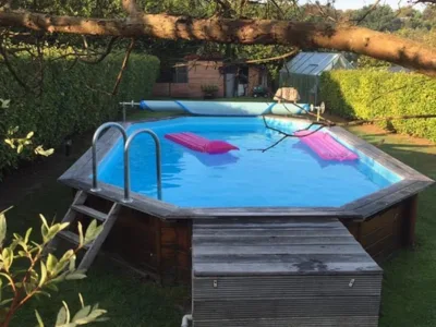 Piscine en bois octogonale hauteur 117 cm - Fabrication belge