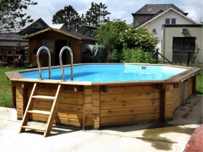 Piscine octogonale en Piscine octogonale en bois hors-sol hauteur 117 cm